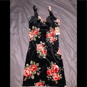 Black Floral Velvet Mini dress